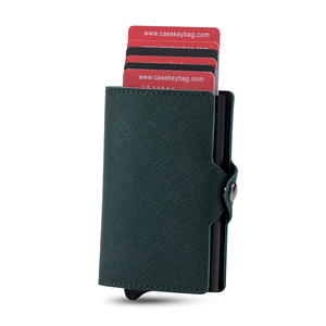 Casekey Custom Brand Minimalist Saffiano Leather Business Credit <b>for</b> Card Holder <b>Rfid</b> Blocking Smart <b>Wallet</b> Button Closure <b>Men</b> - Product Image 1
