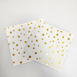 Gold Star Printed Square Paper Napkins 330mm X 330mm For Birthday Parties And Events - Product Image 3