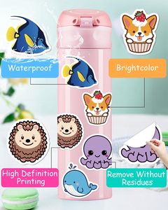 100 autocollants animaux pour enfants, autocollants mignons pour bouteilles d'eau, cadeaux de fête - Product Image 3