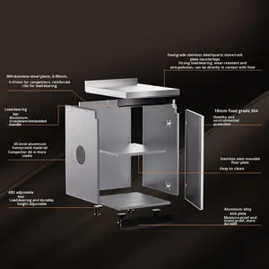 Armoires de cuisine personnalisées en acier inoxydable, modernes, pour usage domestique, avec comptoirs intégrés en pierre de quartz résistants aux rayures - Product Image 4