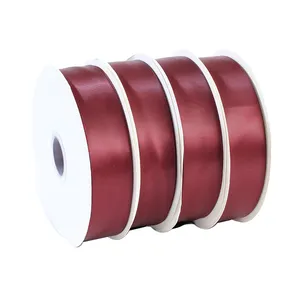 Ribbon Double Face Solid Colored 3/8" Red Satin Ribbon for Gift Wrapping