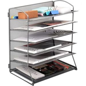 Screws Free Design Metal Mesh 6 Tier Desktop Paper Tray Organizer Desktop <b>File</b> Organizer Desk Document Letter Tray - Product Image 1
