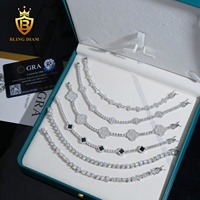 Chaîne de tennis en moissanite VVS1 style hip-hop tendance, bracelet en moissanite 3 mm en argent 925, passe le test du diamant, vente en gros