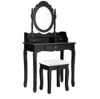 Coiffeuse de maquillage avec 7 tiroirs ensemble de table de vanité avec miroir à trois volets filles femmes coiffeuse en bois meubles de chambre à coucher carton noir