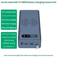Banque d'énergie détachable sans soudure 16 sections 18650 Kit de batterie bricolage Portable Mobile Power Box charge sans fil