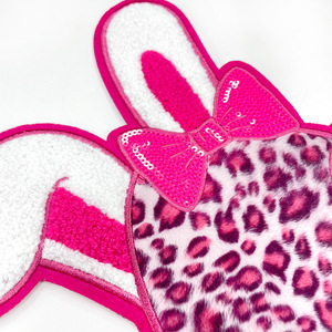 2025 New Design Iron on Large Easter Bunny Chenille Patches Embroidery Happy Easter Patches Sequin Chenille Patch for Clothing - Product Image 6