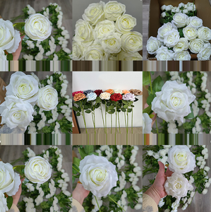 Vente en gros de rose artificielle en soie bouclée <span class=keywords><strong>Anna</strong></span> à <span class=keywords><strong>film</strong></span> unique bordeaux, roses blanches rouges bouclées à la main de qualité supérieure pour bouquet de fleurs - Product Image 4