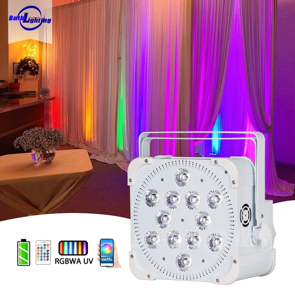 12x18w 24000mAh Drahtloses DMX LED Flat Par RGBWA UV-LCD-Display mit App IR Remote LED-Licht für Party für Hochzeits veranstaltung DJ-Party