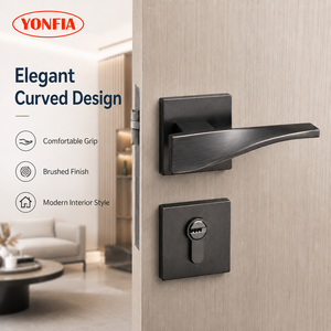 YONFIA 8041RTS <span class=keywords><strong>Poignée</strong></span> <span class=keywords><strong>de</strong></span> <span class=keywords><strong>porte</strong></span> intérieure noire <span class=keywords><strong>de</strong></span> haute <span class=keywords><strong>qualité</strong></span> avec serrure, pour salle <span class=keywords><strong>de</strong></span> bain, <span class=keywords><strong>poignée</strong></span> <span class=keywords><strong>de</strong></span> <span class=keywords><strong>porte</strong></span> fendue sur rosette noire brossée - Product Image 3