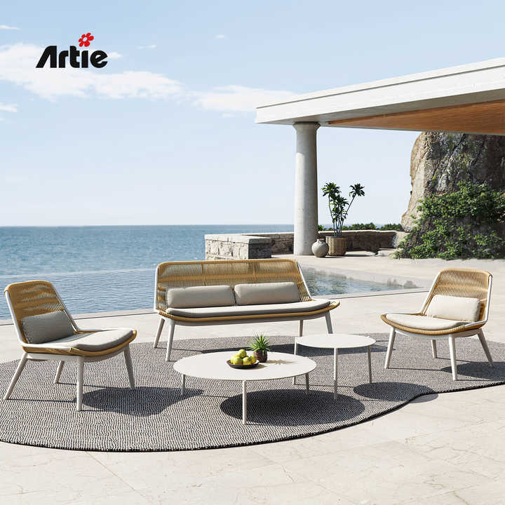 Artie Outdoor Rattan Aluminum Patio Sets Commercial Patio Furniture Set
