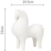 Ensemble de statues de chevaux en céramique blanc mat, sculpture animale minimaliste nordique pour salon, meuble TV, entrée, ornement de meuble à vin