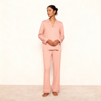 Ensemble de pyjamas pour femmes de luxe personnalisé, 2 pièces, jersey thermique respirant en coton, vêtements de nuit en gros