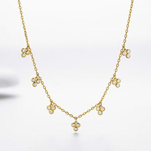 Collier en argent sterling 925 plaqué or avec zircon en forme <span class=keywords><strong>de</strong></span> fleur, <span class=keywords><strong>prix</strong></span> <span class=keywords><strong>de</strong></span> gros d'usine, meilleur <span class=keywords><strong>prix</strong></span>, pour femmes - Product Image 3