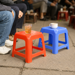 Modern Virgin PP Low <b>Stool</b> Stackable Lightweight Durable Ottoman Seat Cafe Tea Shop Home Living Room - Product Image 4