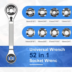 52 in 1 <strong>Adjustable</strong> Ratchet Socket <strong>Wrench</strong> Set Carbon Steel DIY Grade Hand Tools Chrome Finish for Industrial <strong>Use</strong> Pack Box - Product Image 3