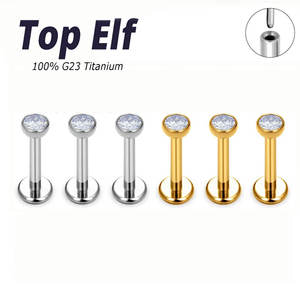 Piercing Lèvre Labret en Titane G23 ASTM F136, Boucle d'<span class=keywords><strong>Oreille</strong></span> Puce Zircon Cubique pour <span class=keywords><strong>Oreille</strong></span> Tragus Cartilage Hélix Daith, Bijou Piercing Calibre 16/18/20g - Product Image 2
