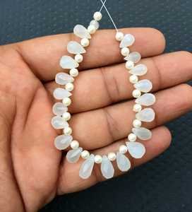 Cuentas de Briolette de piedras preciosas con forma de lágrima, 21 piezas, piedra lunar blanca Natural, facetadas, para collar, pulsera, joyería DIY - Product Image 3