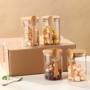 Hot Sale Minimalist <b>Kitchen</b> <b>Storage</b> Set Airtight Microwavable BPA Free Dishwasher Safe Stackable Bamboo Lid Glass Jar Spoon - Product Image 1