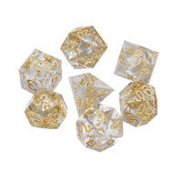 Logo personnalisé RPG mdn dés en résine mdn jeu de dés transparent mdn avec feuille d'or 7 pièces pour les jeux de rôle donjons et dragons ttrpg