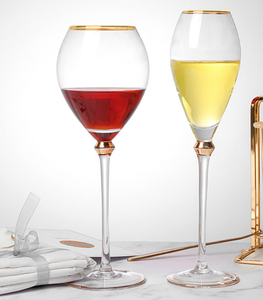 <span class=keywords><strong>Verre</strong></span> à <span class=keywords><strong>vin</strong></span> à tige transparente, 1 pièce, vintage, bord <span class=keywords><strong>doré</strong></span> - Product Image 6