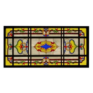 Plafonnier décoratif personnalisable en verre teinté, style Tiffany, avec cadre en fer forgé, motif creux, pour église et décoration de ciel de scène - Product Image 1