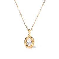 Collier pendentif goutte de larme en CZ flottant, en acier inoxydable 316L, plaqué or et argent PVD, inaltérable, bijoux artisanaux pour femmes, OEM