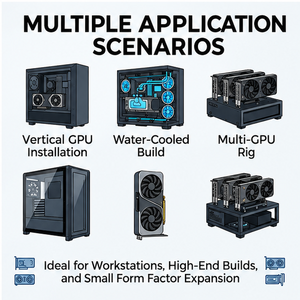 Кабель-удлинитель PCIe 5.0 X16 для GPU, плоский, гибкий, экранированный, 45/60 см, 32 ГБ/с, для вертикальных майнинг-ферм SFF PC - Product Image 4