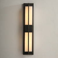 Nouvelle applique murale en cuivre de style chinois moderne, lampe murale en marbre LED pour chambre à coucher, chevet