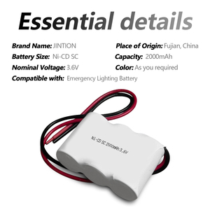 Batería de Repuesto JINTION de 3.6V 2000mAh NiCd para Iluminación de Emergencia, Compatible con Yuasa 3SCH2 0L3 <span class=keywords><strong>UB</strong></span> 3 Celdas Sub C - Product Image 3