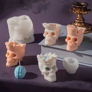 E-1024 Halloween terror skull army series 3D silicone mold candle mold skull king Aromatherapy wax mould Candle Making Supplies