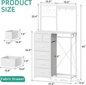 Entrada sala de estar dormitorio blanco Almacenamiento de zapatos tocador estante colgante 6 cajones <span class=keywords><strong>pequeño</strong></span> armario salón árbol <span class=keywords><strong>perchero</strong></span> - Product Image 2