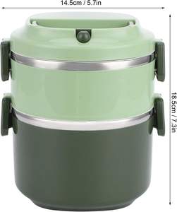 Boîte à lunch isotherme portable en acier inoxydable personnalisée, double compartiment, anti-fuite, avec bol à soupe et couverts, conteneur alimentaire Bento – Vente en gros - Product Image 2