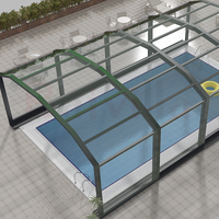 Baivilla Moderne Motorisierte Aluminiumrahmen-Glas-Teleskop-Poolabdeckung, Einziehbares Dach für Wintergärten und Hotelanlagen