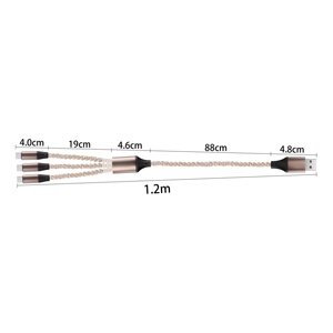 Hızlı şarj ve veri transferi örgülü koruyucu saf LED ışık ile 66W kademeli bakır kablo 4FT 3-in-1 çok RGB kablosu - Product Image 4