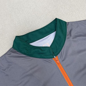 Camisetas deportivas informales personalizadas para hombre, material de Jersey de poliéster/algodón con cremallera y diseño impreso por sublimación en blanco - Product Image 4