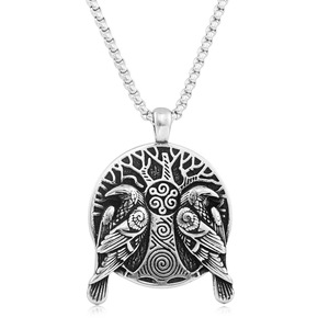 Pendentif Arbre de Vie en acier inoxydable, collier unisexe, design géométrique, à porter au quotidien, 19025 - Product Image 1