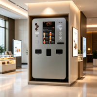 Distributeur automatique de café fraîchement moulu, du grain à la tasse, commercial, 24h/24, acceptant les paiements en espèces et par carte pour les lieux publics