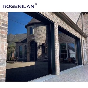 <span class=keywords><strong>Porte</strong></span> da Garage Scorrevoli Pieghevoli Rogenilan Nere Antivento Senza Telaio in Vetro a Specchio per Case - Product Image 4