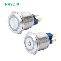 Sakelar Tombol Tekan AC 22Mm, LED Elektronik Tahan Air Tahan Ledakan Biasanya Tertutup Sesaat
