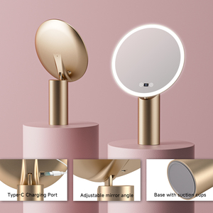 <span class=keywords><strong>Miroir</strong></span> de maquillage LED à 3 couleurs avec luminosité réglable, support doré, angle réglable, <span class=keywords><strong>miroir</strong></span> cosmétique rechargeable - Product Image 3
