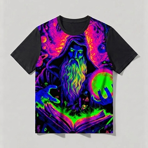 T-shirt à manches courtes pour homme, fluorescent UV, avec logo au dos, coupe ample, respirant, en tissu tricoté, séchage rapide, résistant à l'usure - Product Image 6