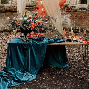 Long Stretchable <b>Black</b> Velvet Dinner <b>Table</b> <b>Cloth</b> for Weddings and Banquets Spandex Cover for Hotels and Commercial Use - Product Image 6