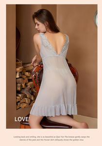 Großhandel Benutzerdefiniertes Logo V-Ausschnitt Elegante Blumenmuster Ärmellose Sexy Dessous Damen Transparente Netz-Spitze Babydoll Chemise Nachthemd Weich - Product Image 3