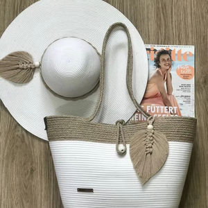 <span class=keywords><strong>Sac</strong></span> à bandoulière de plage fourre-tout en tricot au crochet à la mode <span class=keywords><strong>Sac</strong></span> à main en corde de coton tissé avec doublure en polyester pour l'hiver et l'été Logo personnalisé - Product Image 3