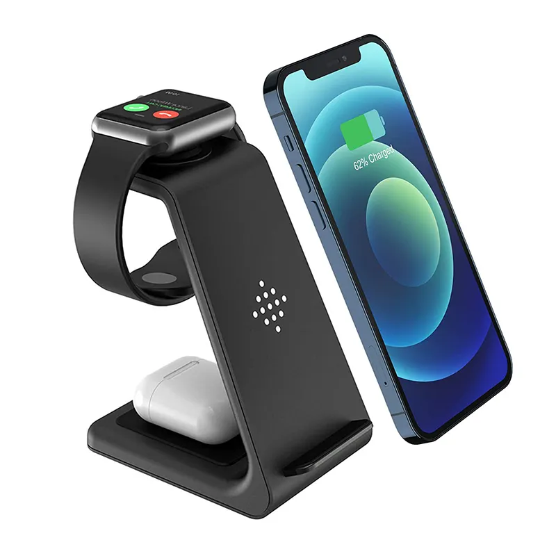 Großhandel ce rohs fcc qi T3 3 in1 Drahtloses Ladegerät 10W Schnell ladung 3 in 1 Wireless Phone Charger Stand