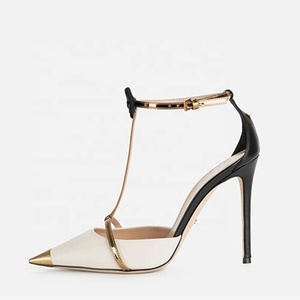 Large Size 45 Women Ankle T-Straps Bow Sandals High <b>Heels</b> Shoes Patchwork Pointy Closed Toe Wide Fit Pumps - Product Image 3