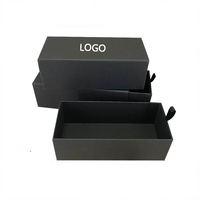 Boîte à lunettes personnalisée avec logo, en cuir PU noir, en forme de rectangle, pour le rangement des lunettes de soleil