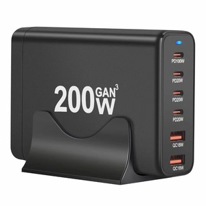 200W GaN Multi Port <b>Charger</b> 4C2A Desktop <b>Fast</b> Charging With Holder - Product Image 1