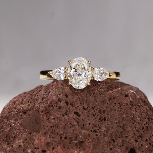 Anillo de Compromiso de Lujo con Diamante Cultivado en Laboratorio de Corte Ovalado, Oro Blanco Sólido de 14K/18K, Banda Pavé Brillante, VVS/VS/CVD/HPHT, Joyería Fina para Mujer - Product Image 3