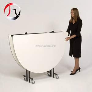 Tablero de melamina móvil Mesa plegable de 6 pies Mesa redonda de madera para fiestas con ruedas - Product Image 5
